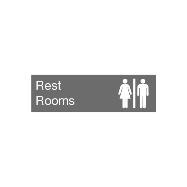 Engraved Sign - Rest Rooms - Gray